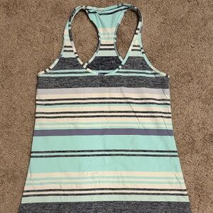 Lululemon Cool Racerback Teal/Blue/Gray/Purple Stripe - Size 10